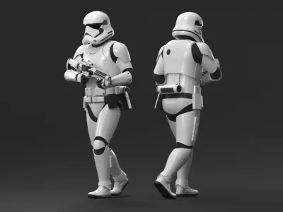  First Order Stormtrooper with Blaster Walking Pose 
