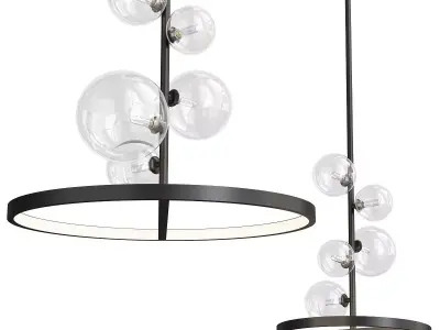 IONA collection pendant light with three glass bubbles hangin... Low-poly 3D model