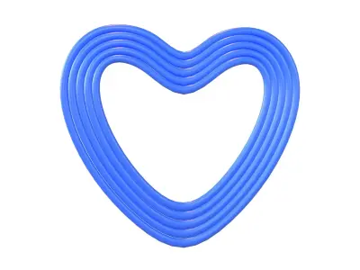 Line Heart Icon v1 005 Low-poly 3D model