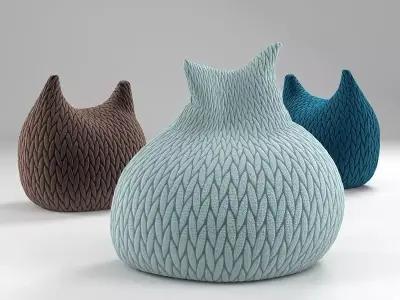 Slumber two knitted cat shaped vases 3D model