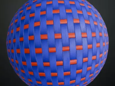 Stylized Blue and Orange Woven Plastic PBR Seamless Texture