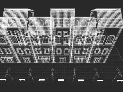 Retro row house by REVIT 3D model