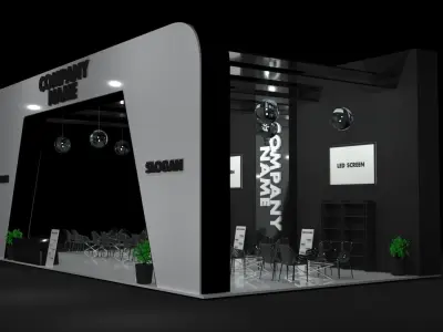 White and Black Booth Exhibition Stand Stall 3D model