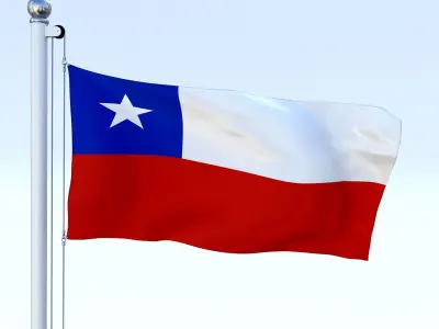 Animated Chile Flag Low-poly 3D model