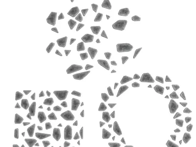 stone pathway 3 types 3D model Low-poly 3D model