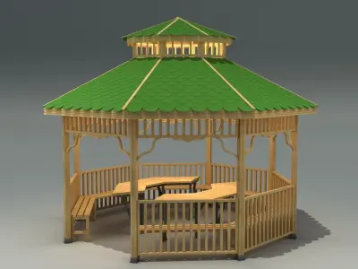 Outdoor Garden Gazebo Model Low-poly 3D model