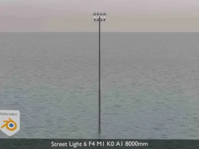 Street Light 6 F4 M1 K0 A1 8000mm  Low-poly 3D model