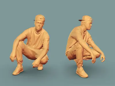 Guy in Purple T-shirt 3D Model Pack