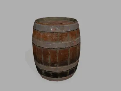 Wooden Barrel Low-poly 3D model