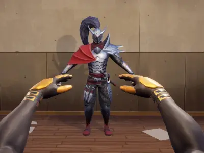 Stylized Samurai 3D Model  Mobile and PC  Full Animations Low-poly 3D model