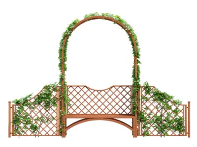 Portofino wooden bench with ivy 3D model