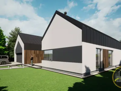 double barn house model 3D model