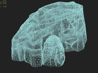 Huangguoshu Falls - large rocks 01 3D model