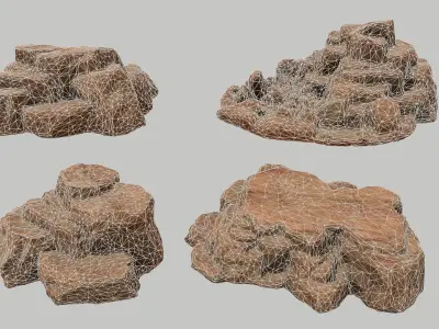 Rock Set Low-poly 3D model