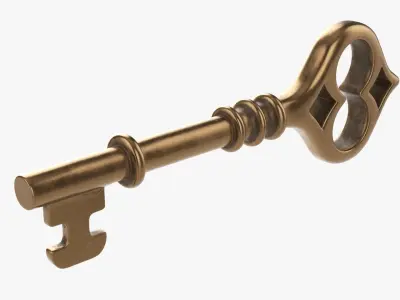 Antique brass key 3D model