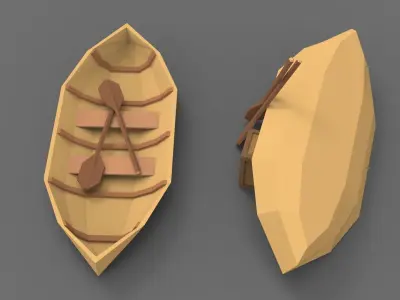 Low Poly Stylized Boat Lowpoly 3D model Low-poly 3D model