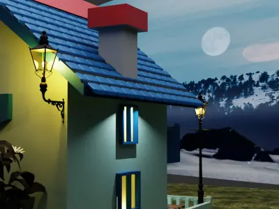 Cartoon House 3D model 4