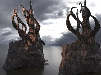 Great Cthulhu Ocean colossal rocks 3D model