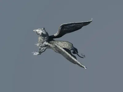 Stone Gryphon Low-poly 3D model