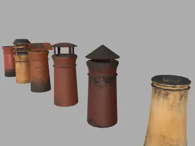 Chimney Pipes Low-poly 3D model