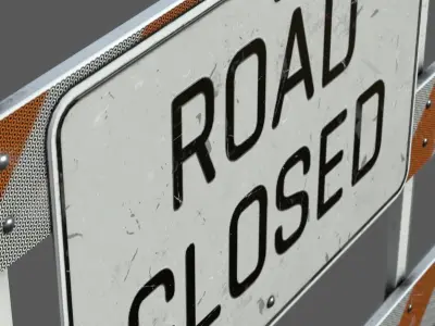 Road Closed Sign Low-poly 3D model buy