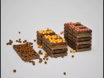 Wooden Crates 2 Low-poly 3D model