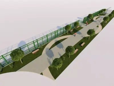 public park-Private Park Landscape 3D model