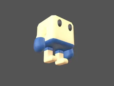 Cube Character 00003 Boxer Blue Low-poly 3D model