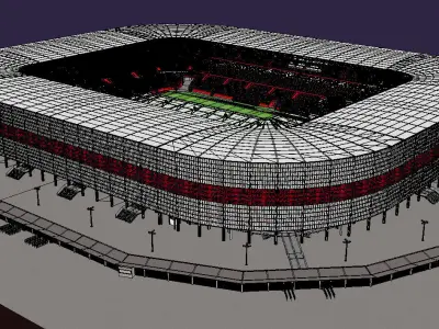 Medium-sized modern stadium - full interior 3D model