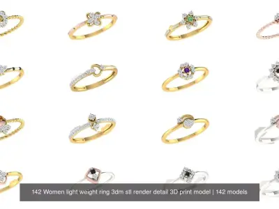 142 Women light weight ring 3dm stl render detail 3D print model 3D Model Pack