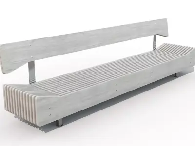 Wooden ribbed bench 3D model