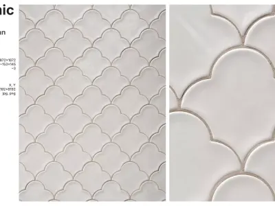 Scalloped Fan Tiles in Straight Set Layout Texture