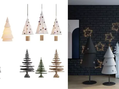 Christmas Trees Collection Low-poly 3D model