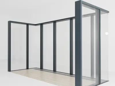 Panoramic glazing Stained glass B2 Low-poly 3D model