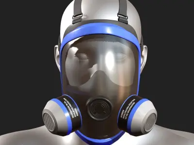Gas mask helmet 3d model protection safety futuristic  Low-poly 3D model