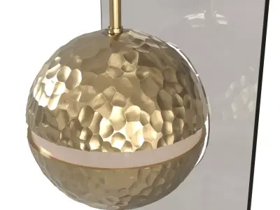 Modern Sculptural Lamp - Brass Sphere - glass Panel - Luxury 3D model