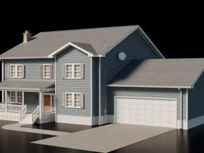 American Cottage House 2 Low-poly 3D model