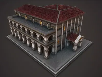 Roman-Greek Library Low-poly 3D model