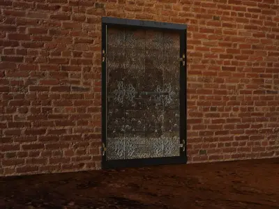 The Door room with brick wall and 3D model