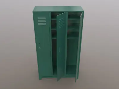 PBR School Gym Locker 08 - Green Dark Low-poly 3D model
