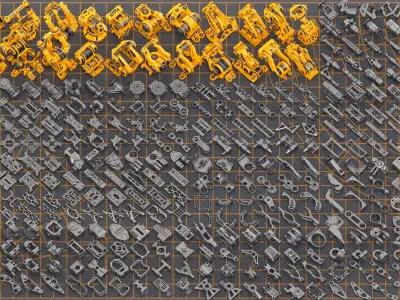 Sci-Fi Hard Surface Mechanical KITBASH 420 DETAILS 3D model