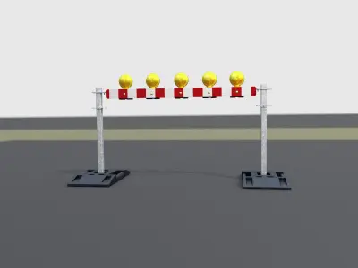 Construction Barrier 5 with warning lights 600-32 100x1600mm Low-poly 3D model