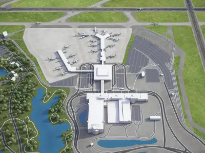 Norfolk International Airport - ORF Low-poly 3D model