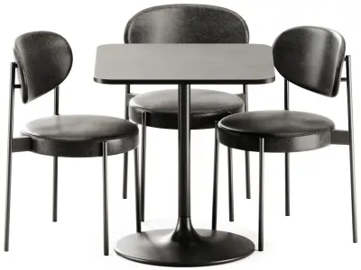 Casual Square Table by Bene and Series 430 Chair by Verner 3D model
