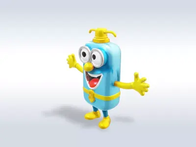 3D Cartoon character t pose flask back to school 3D model 3D model