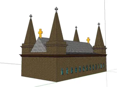 Architecture-Religion-God-Culture-Temple-0125 church with two... 3D model