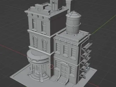 Buildings paper brick building Low-poly 3D model