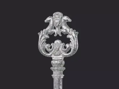 Skeleton key with horses Low-poly 3D model