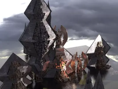 RA Gods City Floating Pyramids Kit bash 3  3D model