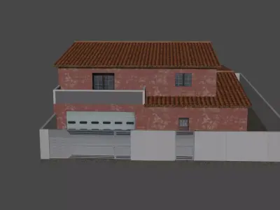 2-Floor Brazil Colonial Roof House Free low-poly 3D model